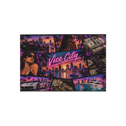 Vice City Rug Las Vegas Neon, Casino & Luxury Car Patio Decor